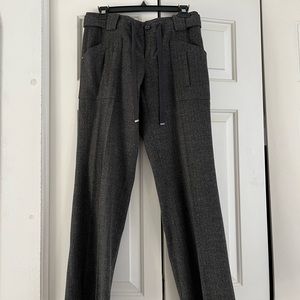 Anthropologie wide leg wool pants gray with very faint red pin stripes